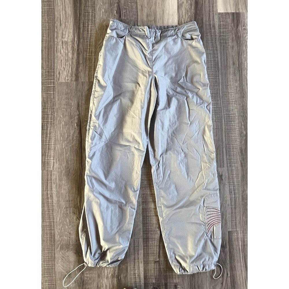 Vintage Nike Windbreaker Pants Womens Medium 8-10 Gray Mesh Lined Bottom Pocket
